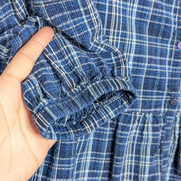 Seasalt Cornwall Swan's Way Peplum Button Down Cotton Shirt Blue UK 14 US 10 - Picture 4 of 6